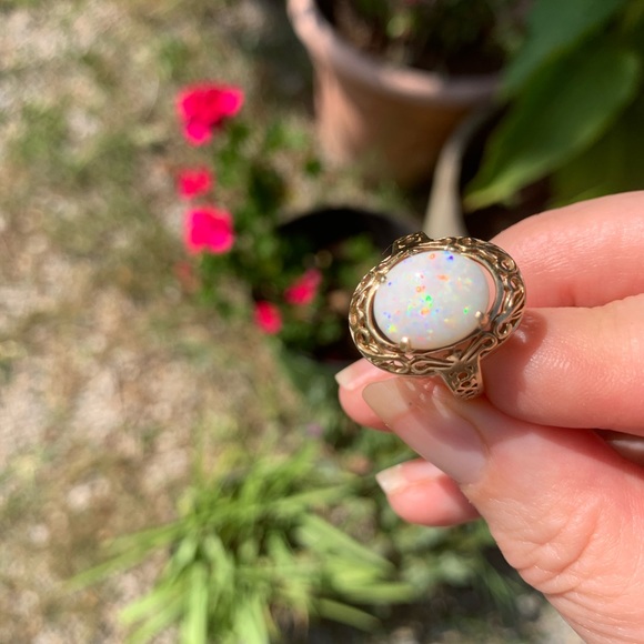 14k 🌈 Firey Opal  Stunning Ring Estate. Vintage - Picture 4 of 10
